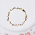 Pink Tulip Cubic Zirconia Wrist Chain with Vine Flower Design Jewelry for Women