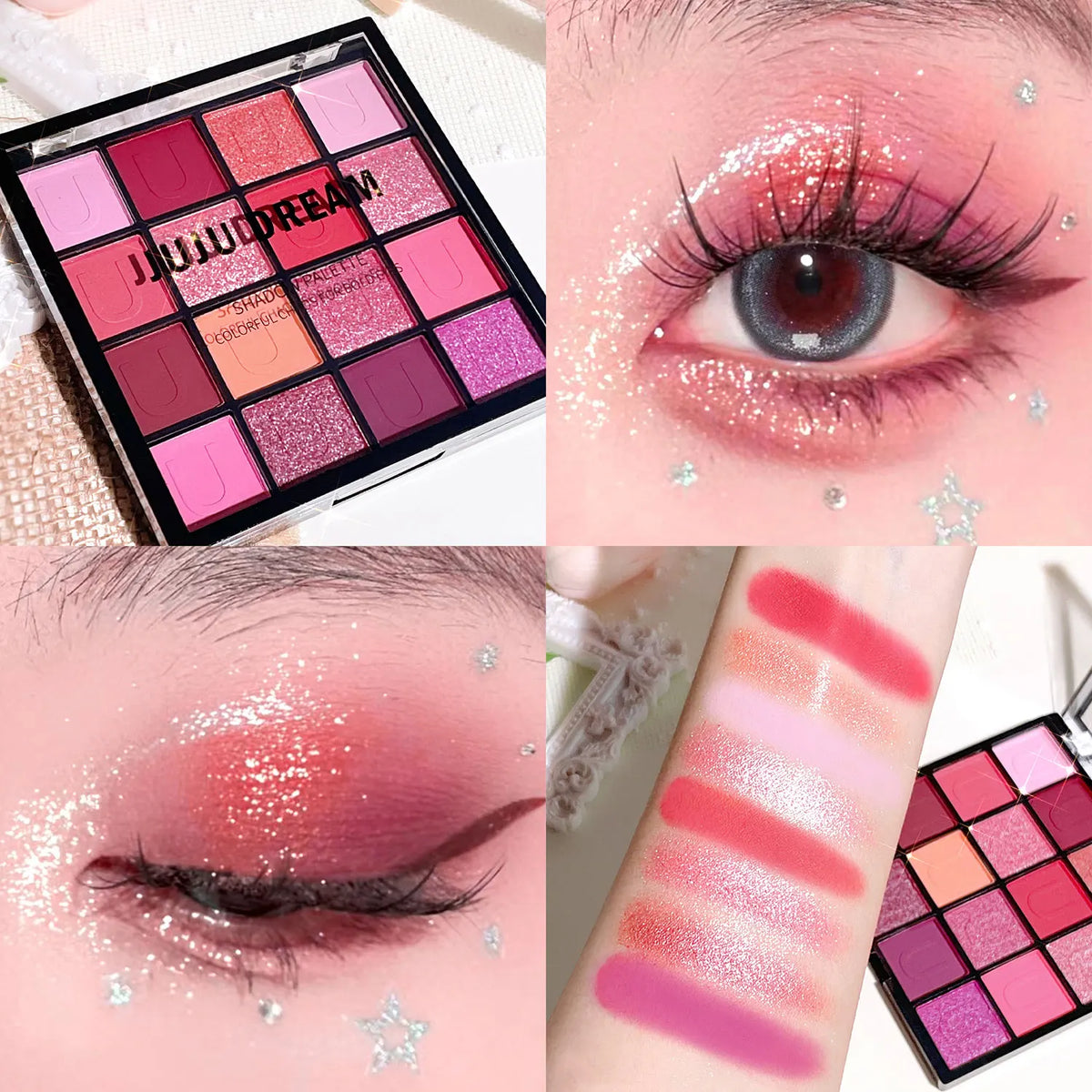 16-Color Eyeshadow Palette with Pearlescent, Matte & Shimmer Finishes