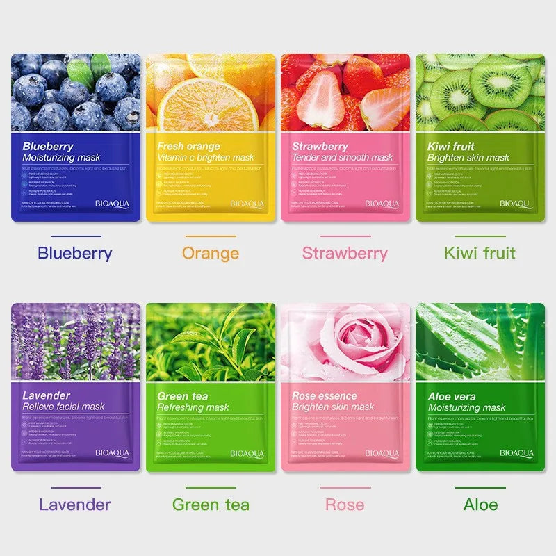8pcs Natural Plant Face Masks Set Moisturizing & Firming Skincare Korean Cosmetics