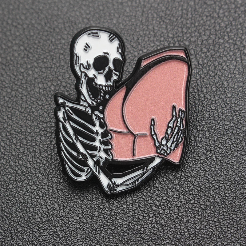Halloween Skeleton Badge Metal Brooch Cartoon Butt Pattern Accessory
