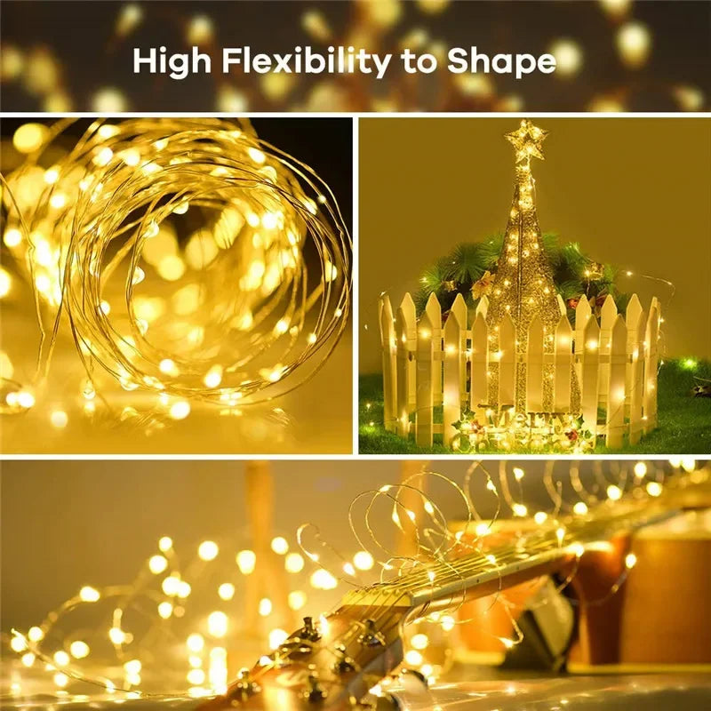 Outdoor Waterproof Solar LED Fairy String Lights for Garden & Party Decoration