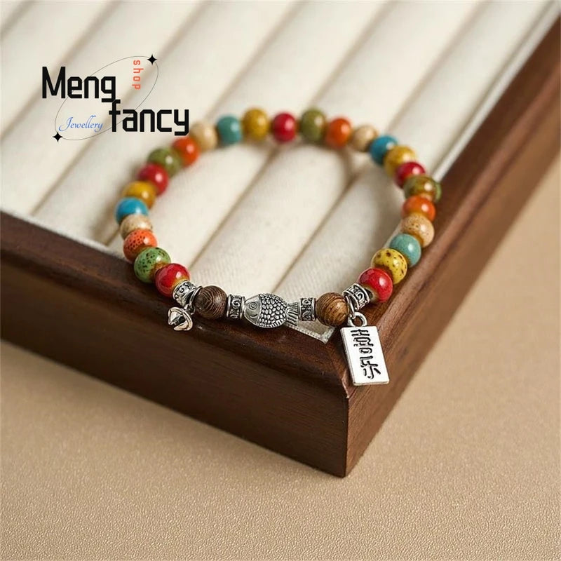 Colorful Couple Bracelets with Good Luck Koi Design - Natural Fashion Jewelry