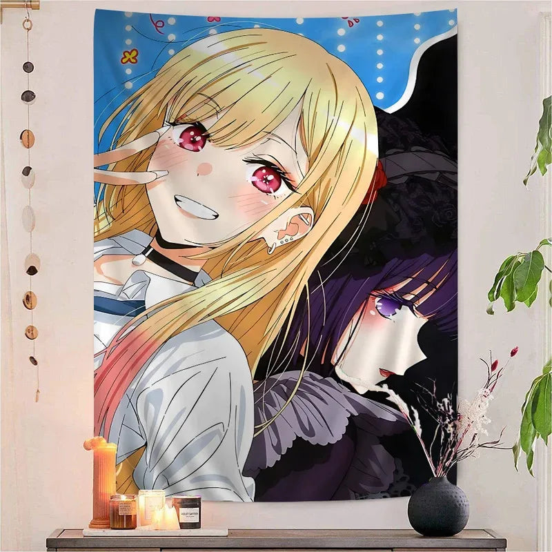 Anime Girl Tapestry Wall Art for Bedroom Dorm Living Room Decor - Vibrant Pop Art