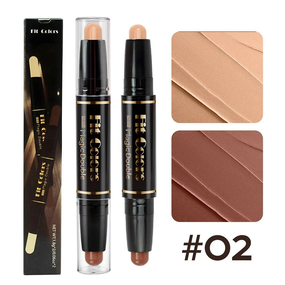 Double-Head Contouring & Highlight Stick for Face Makeup - Bronzer & Concealer Pen