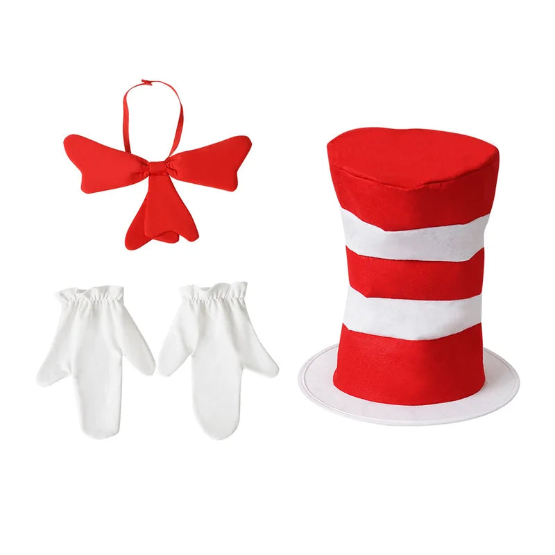 Kids Red and White Striped High Hat for Costumes and Party Props