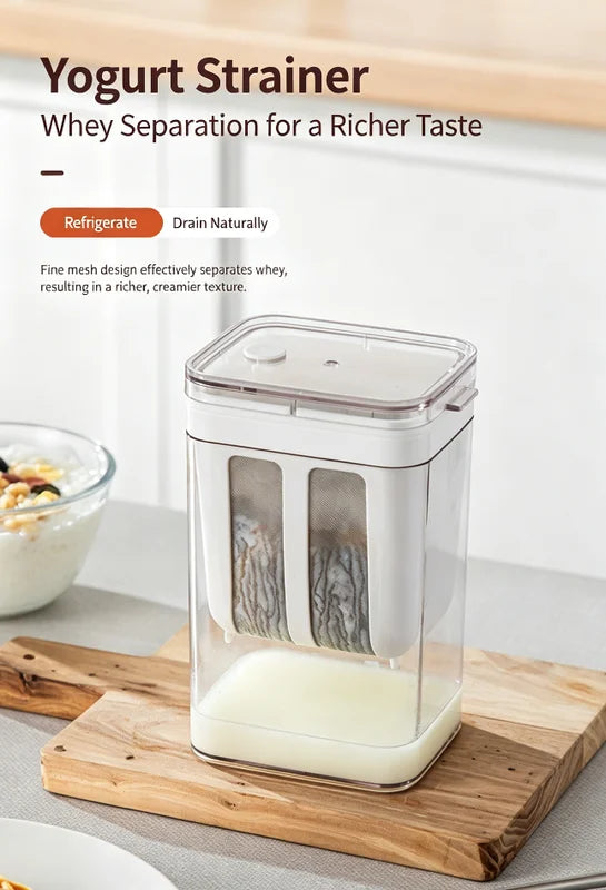 Stainless Steel Greek Yogurt Maker & Cheese Separator Kit - Fridge Cold Filter with Mesh Basket