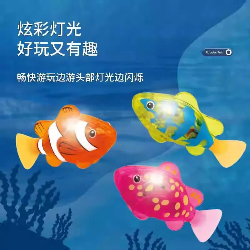 Electric Robotic Fish Toy with Light & Induction for Bath Water Play