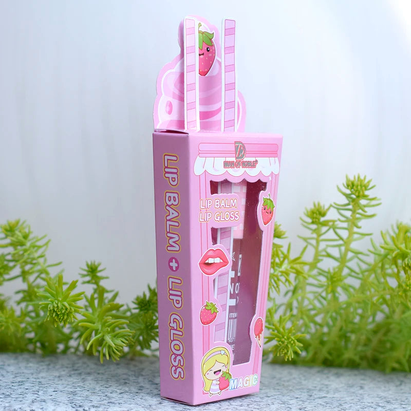 Cute Ice Cream Lip Gloss Set - Waterproof, Long-Lasting Moisturizing Lip Balm for Girls & Women