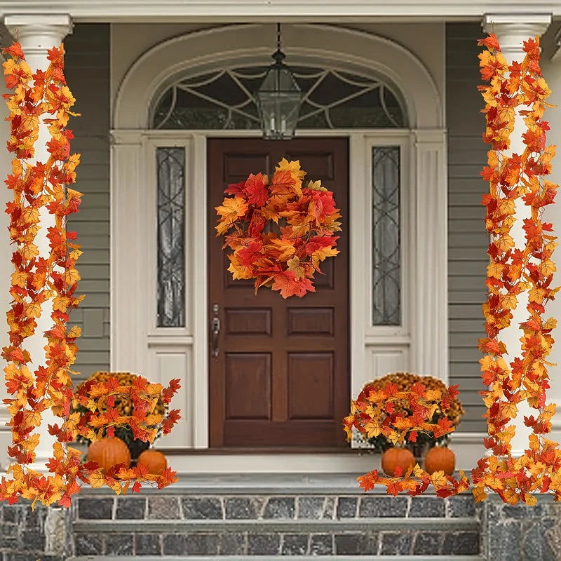 Autumn Artificial Maple Leaf Wreath - Fall Home Decor for Doors & Walls