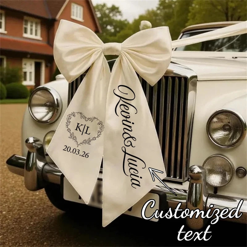 Personalized Car Wedding Bow Heart Garland - Bridal Shower Decoration