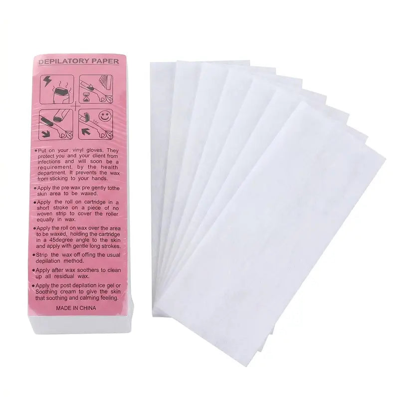 100PCS Nonwoven Body Wax Strips for Hair Removal - Face, Legs, Bikini