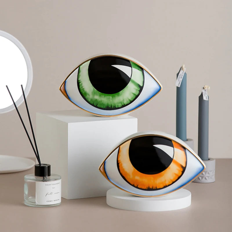 Ceramic Evil Eye Sculpture Charm – Desktop Ornaments for Home & Office Decor