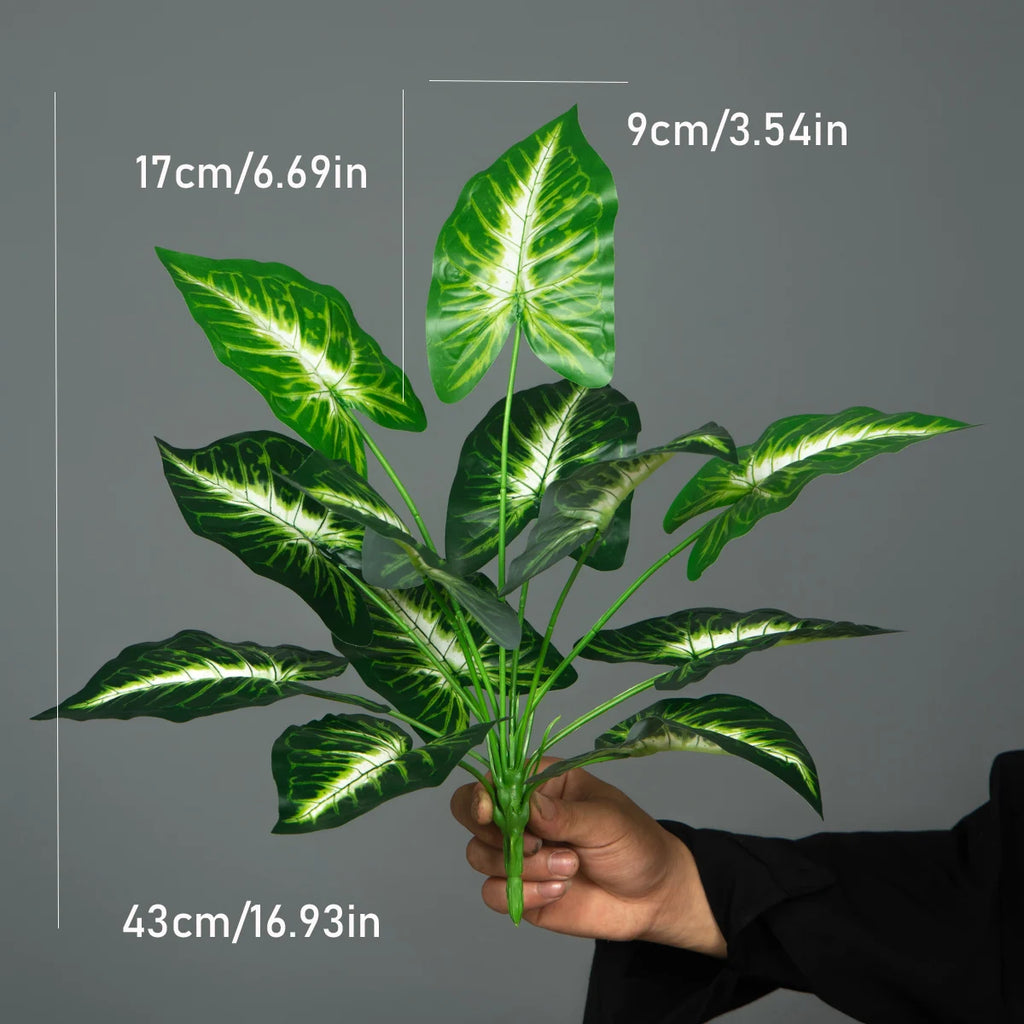 Artificial Tropical Plant with Green Palm & Monstera Leaves for Home Decor