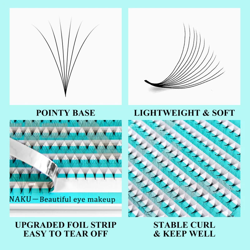 False Eyelash Extension Fan Tray - Promade 6D-16D Matte Narrow Stem Eyelash Tools