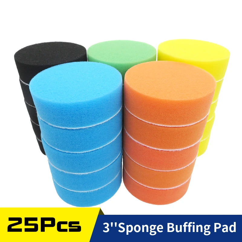 Car Polishing Pad Kit 25 Pcs 3-Inch Foam Buffing & Wax Applicator Pads