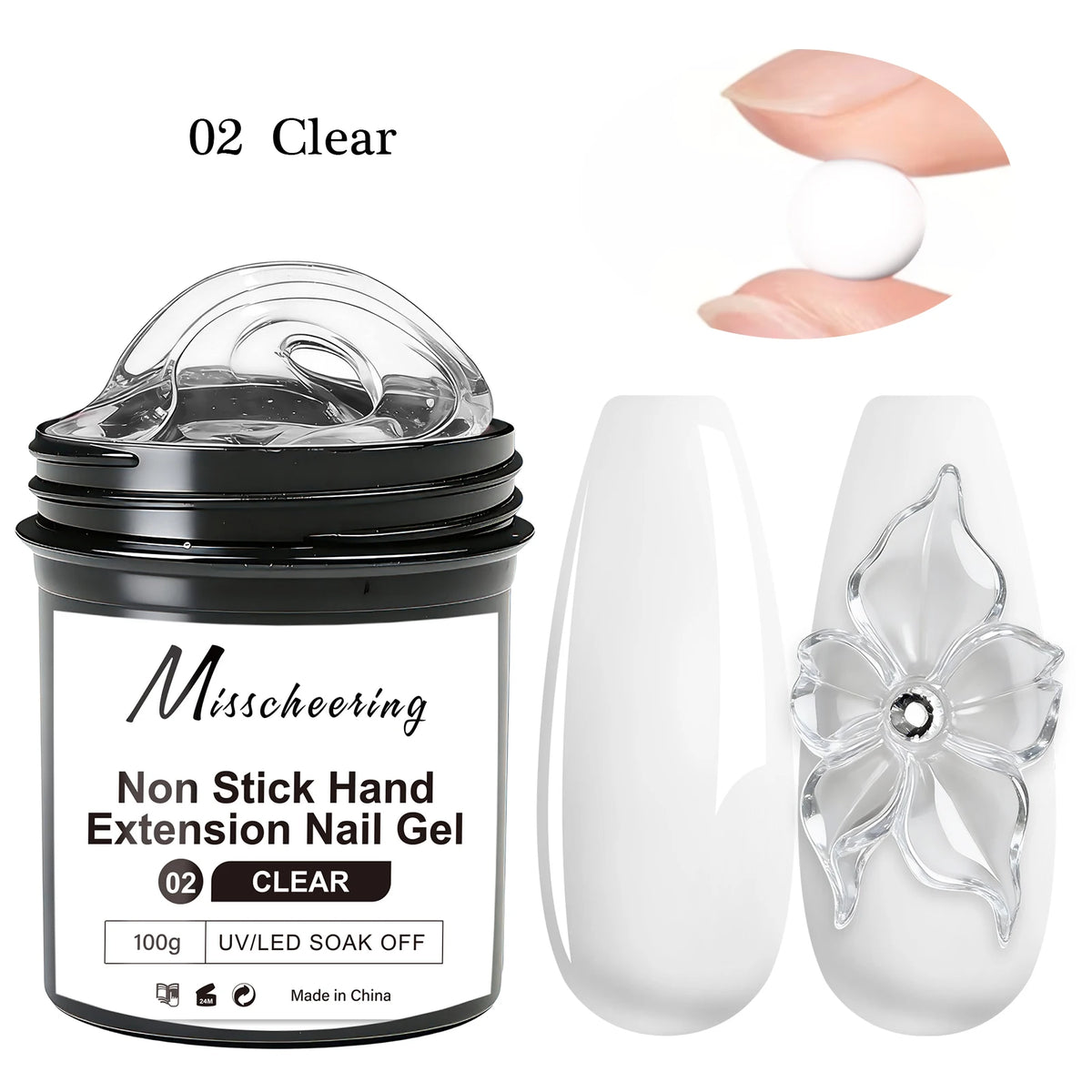 100g White Non-Stick Nail Gel for 3D Sculpting & Art - UV/LED Soak Off
