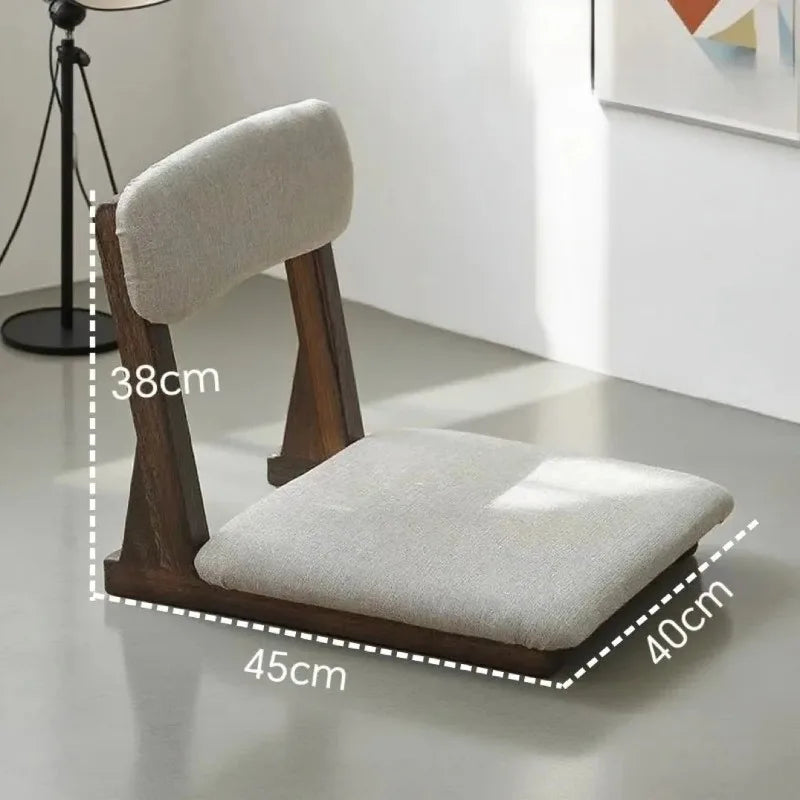 Solid Wood Tatami Low Chair with Sponge Cushion for Tea and Reading - Multiple Colors