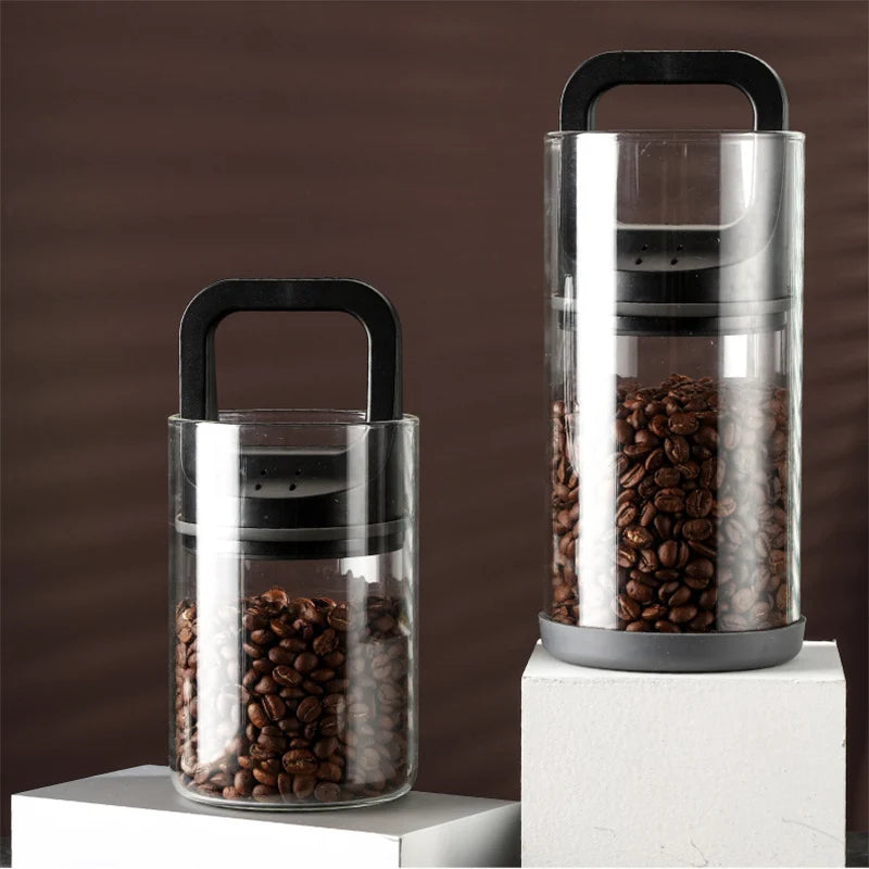 Airtight Glass Food Storage Container Set - Vacuum Sealed Canisters for Kitchen, Tea, Coffee, Dry Food, Moisture-Proof, Clear Glass, Multiple Sizes