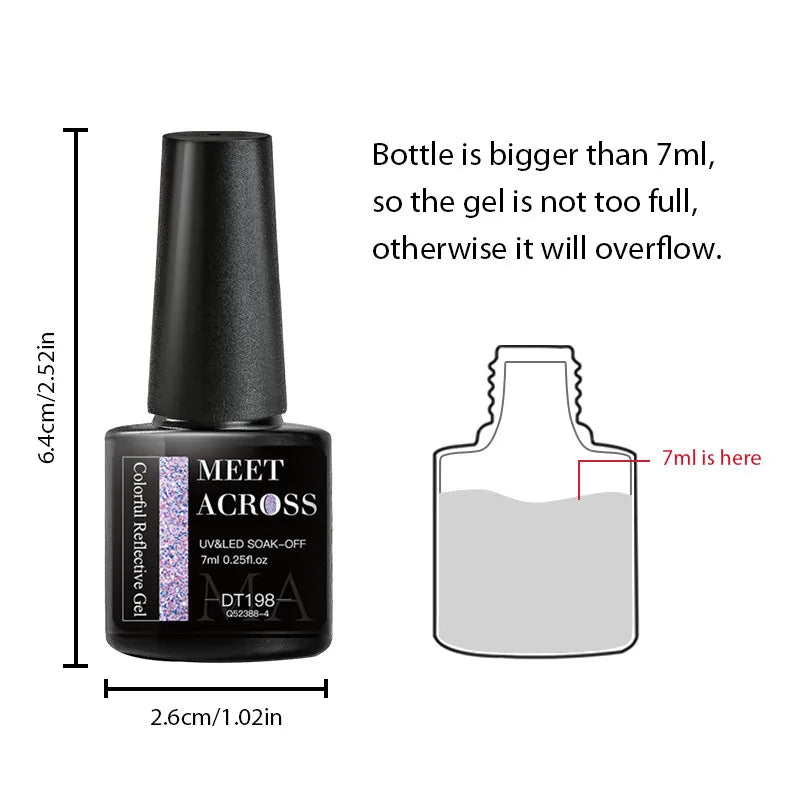 Colorful Gel Nail Polish Set - 7ml Glitter Semi-Permanent Manicure Colors