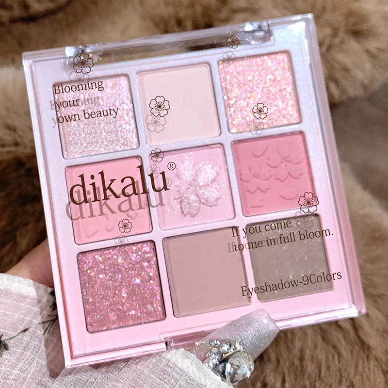 Pink & Brown Eyeshadow Palette with Glitter & Matte Finishes - Long Lasting Makeup