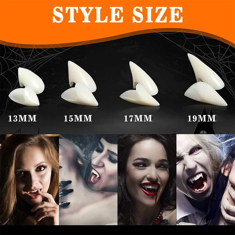 Vampire Teeth Fangs Cosplay Denture with Adhesive for Halloween Costume Prop