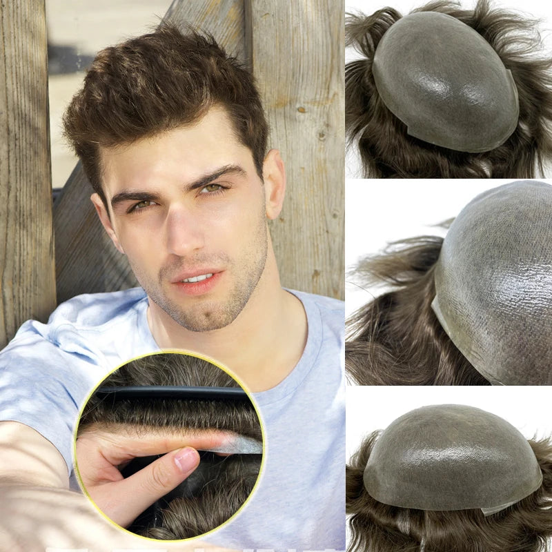Ultra-Thin Skin Invisible Men’s Wig Capillary Prosthesis - Natural Hairline