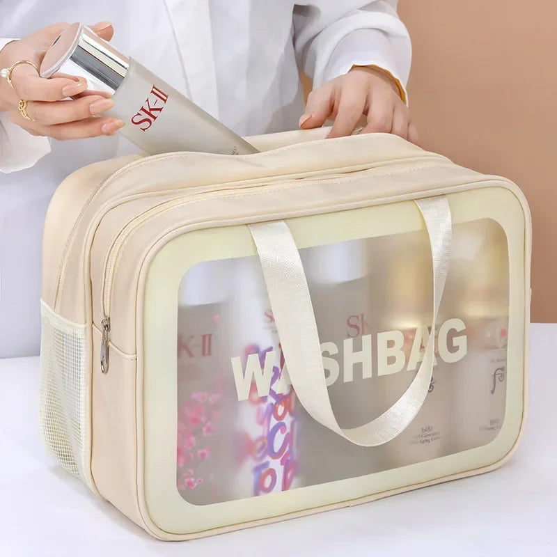 Large Capacity Makeup & Toiletry Travel Bag - Wet Dry Separation Portable Storage
