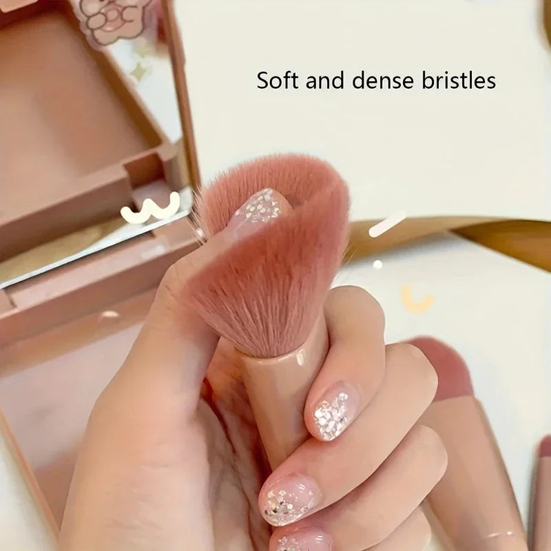 5-Piece Makeup Brush Set with Mirror and Travel Case - Includes Blush, Eyeshadow, Loose Brushes
