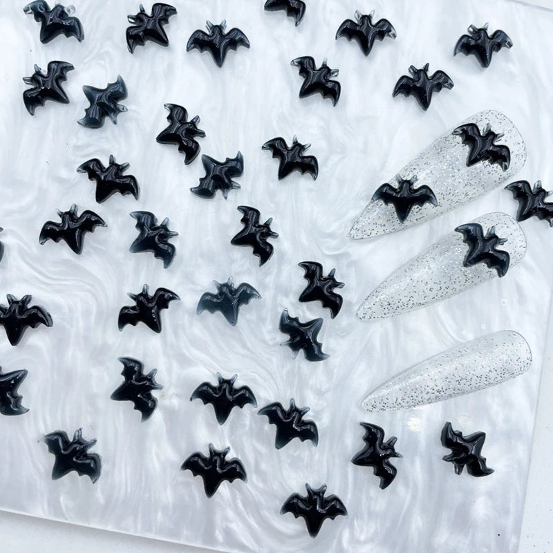 100 Pcs Cute Mini Resin Bat Halloween Flatback Ornaments Jewelry Making Accessories