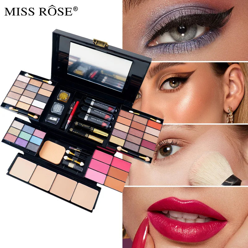 All-in-One Makeup Palette Set with Eyeshadow Lip Gloss Blush & Powder - Multiple Colors