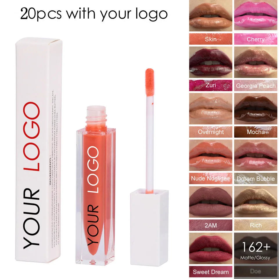 Custom Private Label Matte Liquid Lipstick Waterproof Lip Gloss in White Tube Wholesale