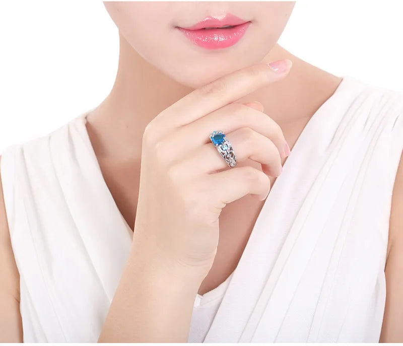 Multicolor Sterling Silver Heart Ring for Women - Wedding Jewelry Gift
