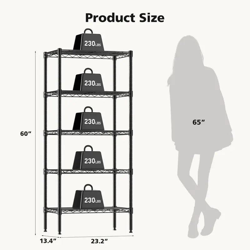 Heavy Duty Metal Wire Storage Shelves - Adjustable Multi-Tier Organizer for Living Room & Kitchen
