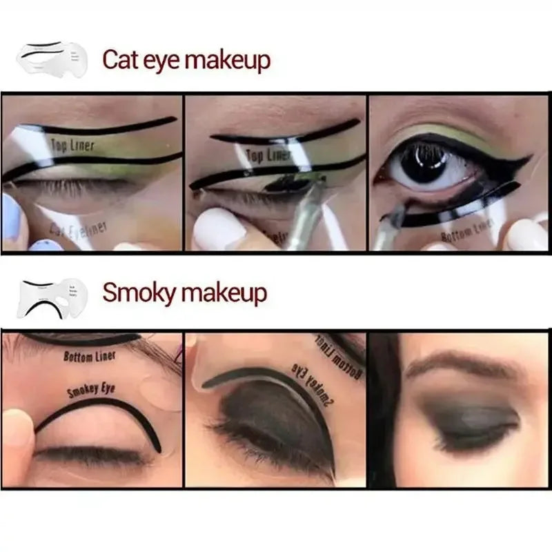 Reusable Eye Makeup Stencil Set for Winged Eyeliner and Eyeshadow - 10 Pieces