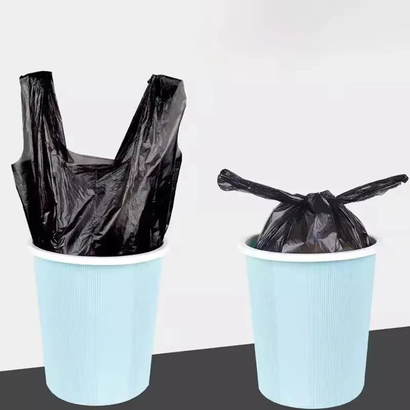 Disposable Trash Bags with Handles - Thickened Black Garbage Bags for Kitchen Toilet Office 100 Pack