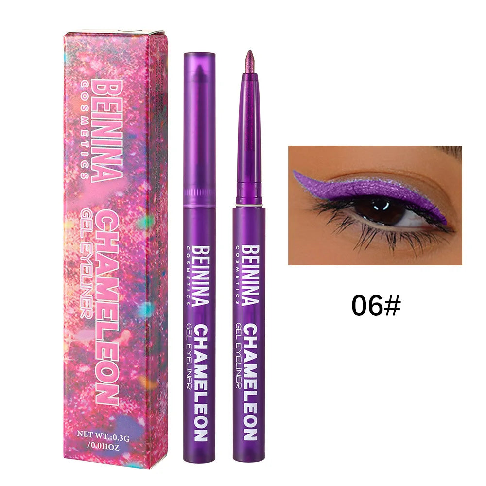 Waterproof Metallic Liquid Eyeliner with Pearlescent Finish - Quick-Dry, Brightening Makeup
