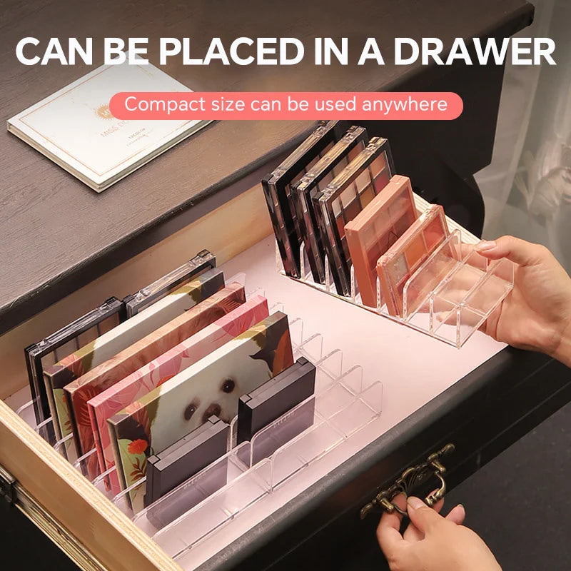 7-Compartment Makeup Organizer Acrylic Storage Box for Cosmetics and Eye Shadow Palette