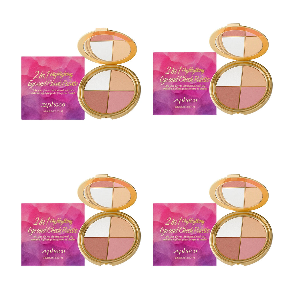 3-in-1 Multi-Function Face Palette with Highlighter, Eyeshadow & Blush - Brightening Makeup Set