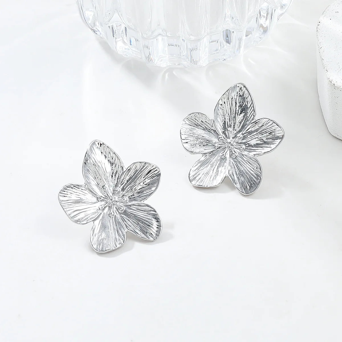 2-Pair Women's Trendy Flower Earrings Stainless Steel Jewelry Gift Set
