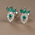 2-Piece Stainless Steel Tiny Stud Earrings for Women with Green Crystal Zirconia - Cartilage Helix Tragus Piercing Jewelry