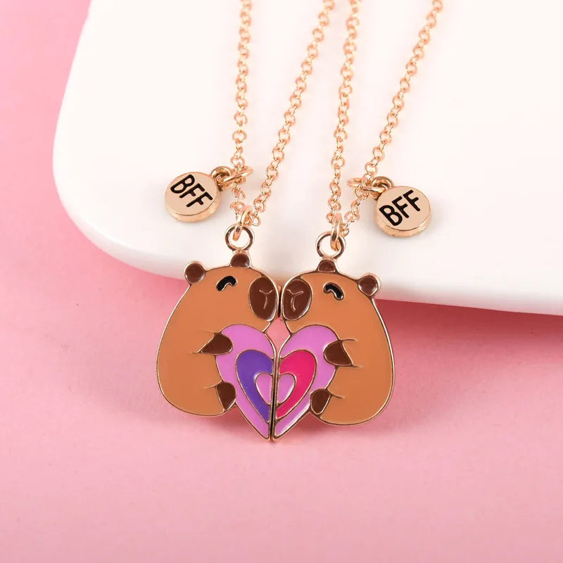 Cute Heart-Shaped Friendship Necklace Set for Girls - Best Friend Gift, Multiple Metal Colors
