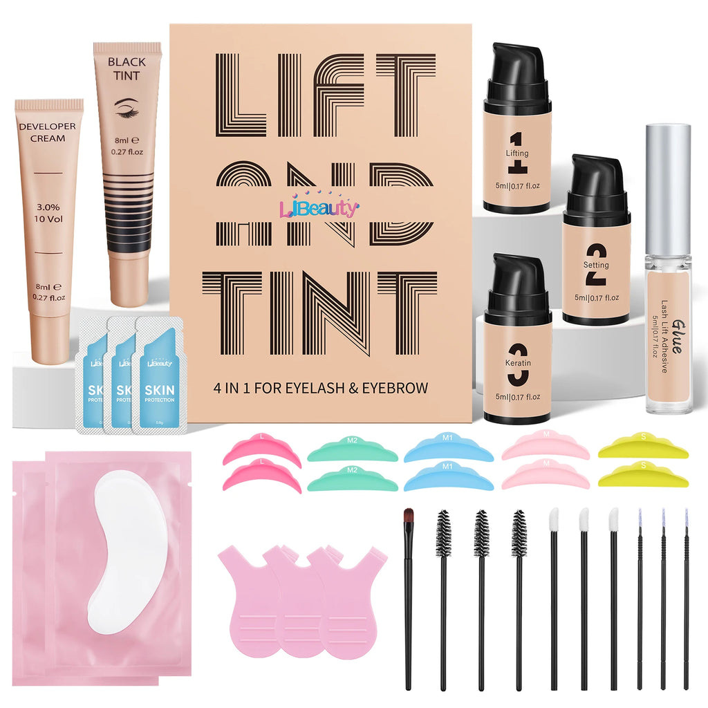 Lash Lift & Brow Tint Kit for Eyelash Perming and Eyebrow Dye - Long Lasting 5-8 Weeks