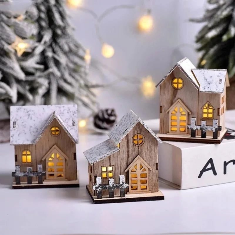 Christmas LED Wooden House Cabin Decor for Xmas & New Year - Festive Home Decoration