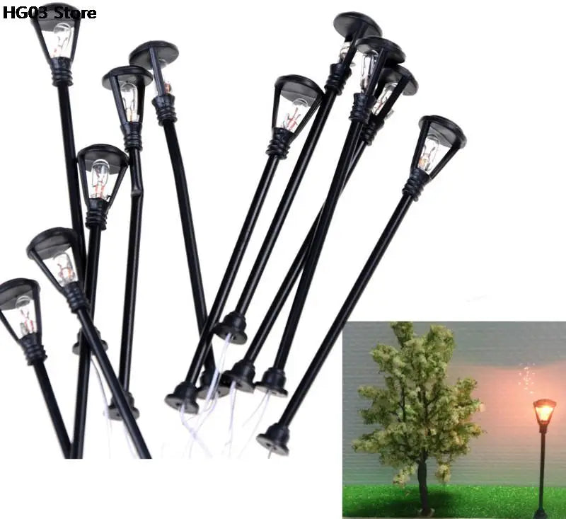 Mini Decor Street Lamp Set for Fairy Gardens - 10pcs Resin Miniatures for Home & Model Landscaping