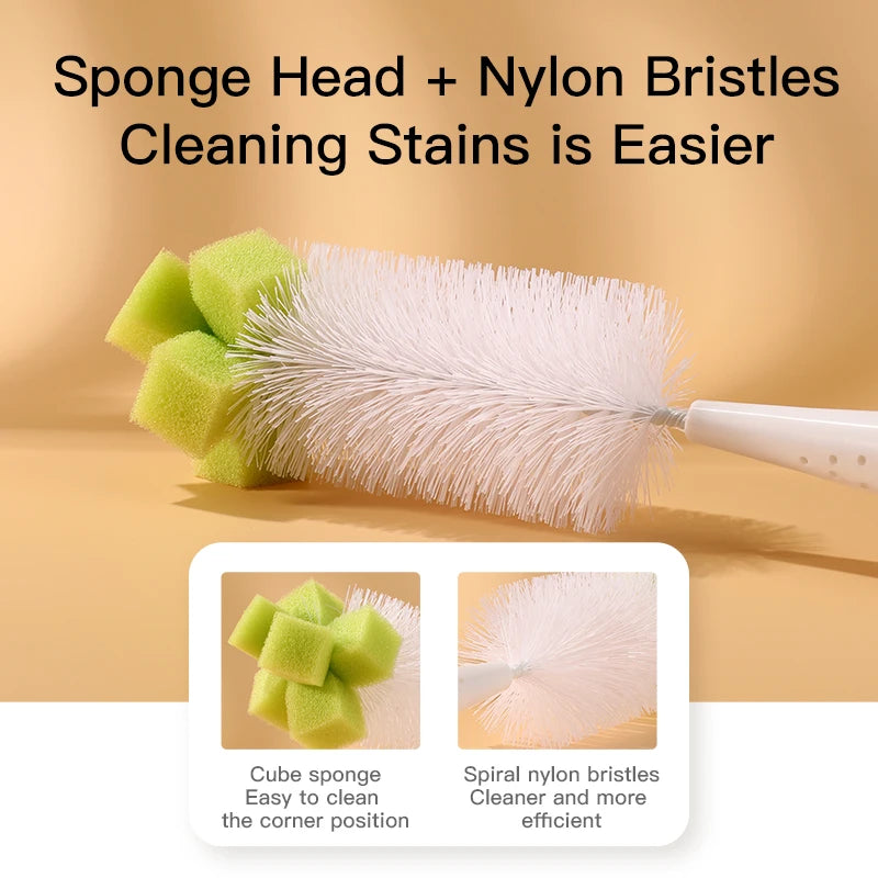 Baby Feeding Bottle Nipple & Pacifier Brush Set with Suction Cup - 2 in 1 Cleaning Tool