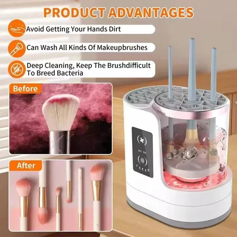 Electric Makeup Brush Cleaner Machine with Dryer & Holder - Portable USB