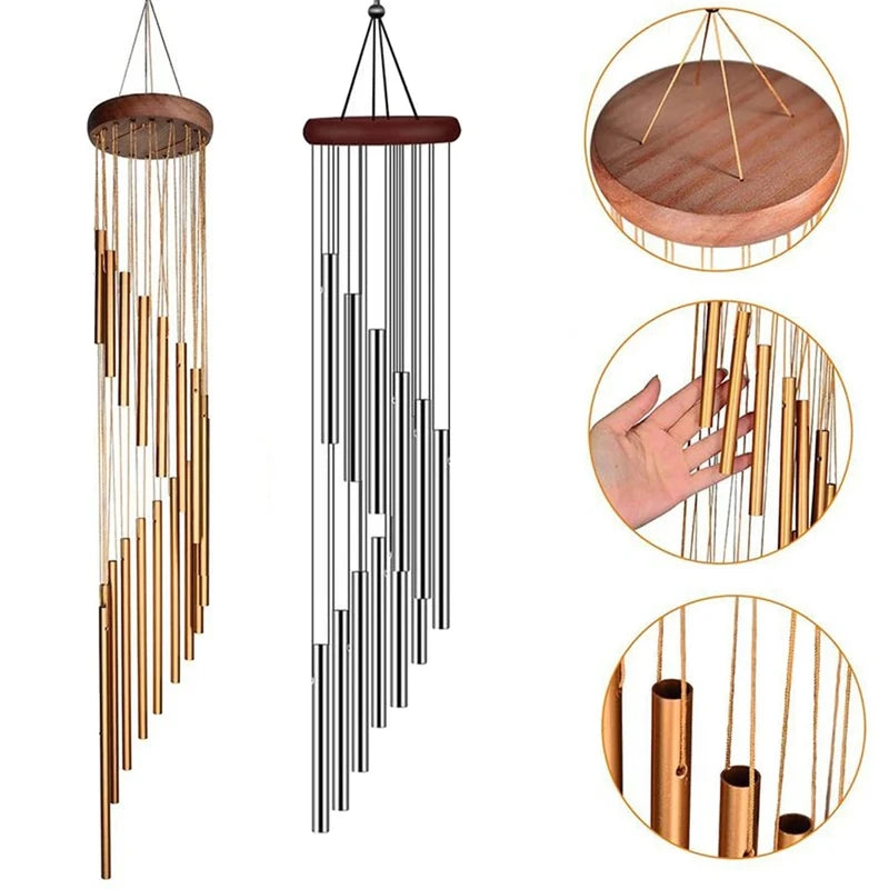 Outdoor Wind Chimes Aluminum Alloy 12 Tubes Garden Wedding Memorial Decor