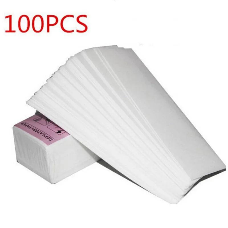 100 Sheets Hair Removal Wax Paper Strips Nonwoven Depilatory Cloth for Waxing