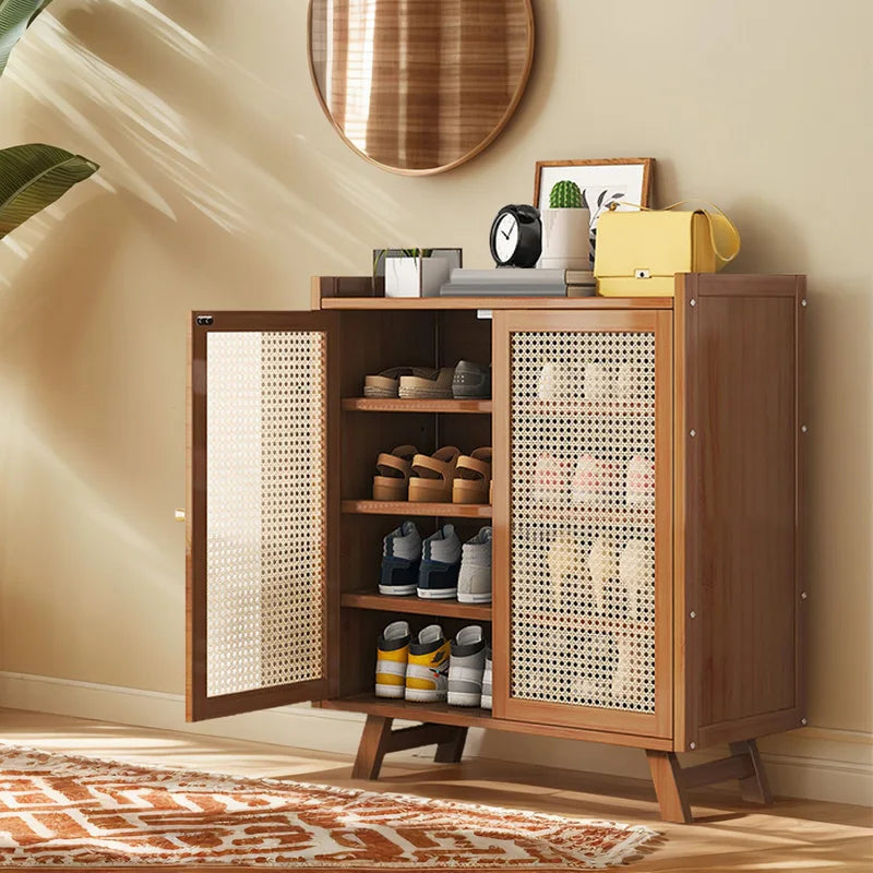Wooden Shoe Cabinet with Doors, 5 Tiers, Entryway Storage Organizer