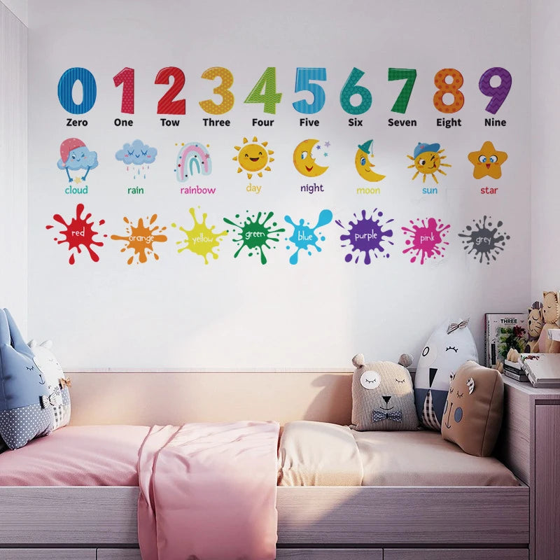 Kids Room 3D Number Wall Sticker - Self-Adhesive Colorful Wall Art Decal for School & Kindergarten